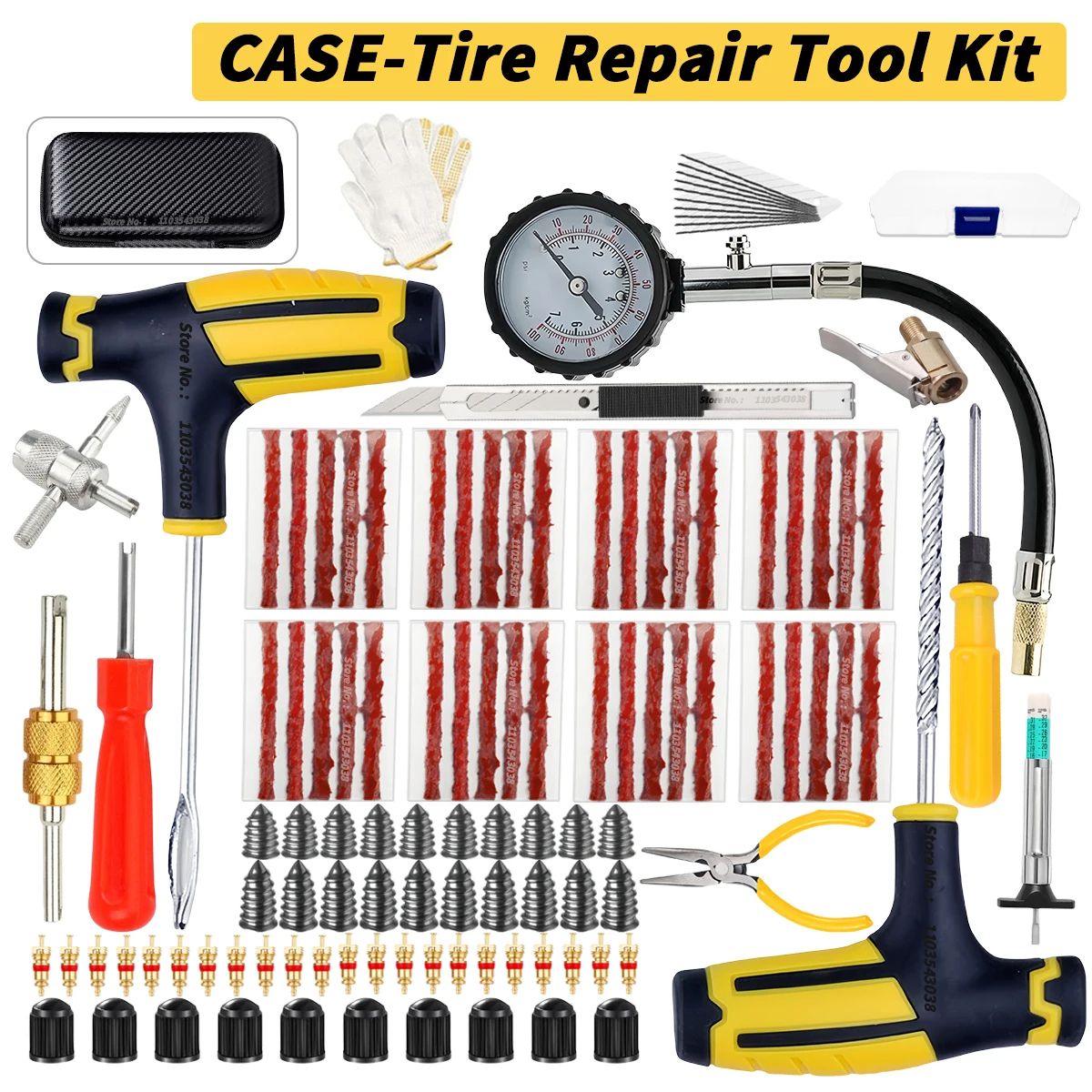 Universal Car Tire Repair Tool Set, Emergency Kit for Motorcycle, Electric Vehicle, and Vacuum Tire Quick Repair