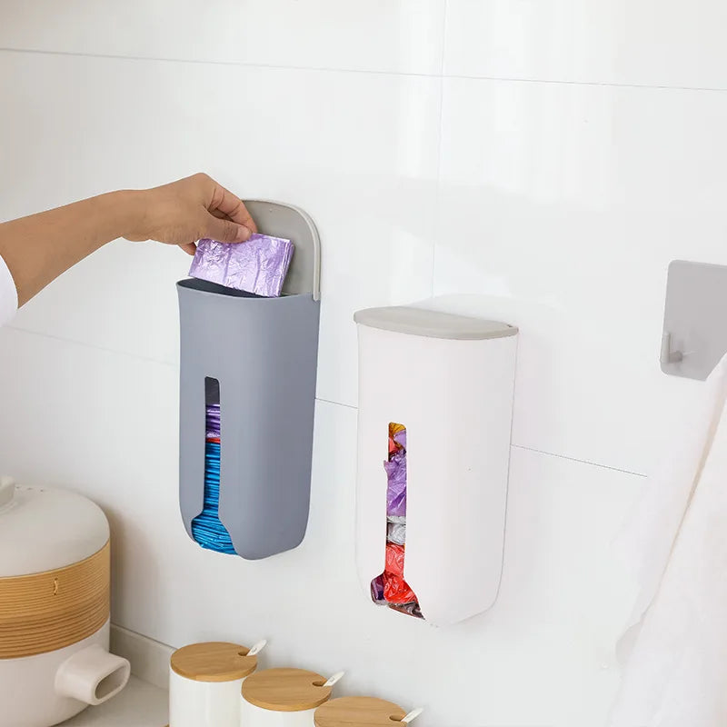 Extractable Kitchen Plastic Bag Storage Bag Dispenser Wall Mount Garbage Pocket Holder Refillable T 4