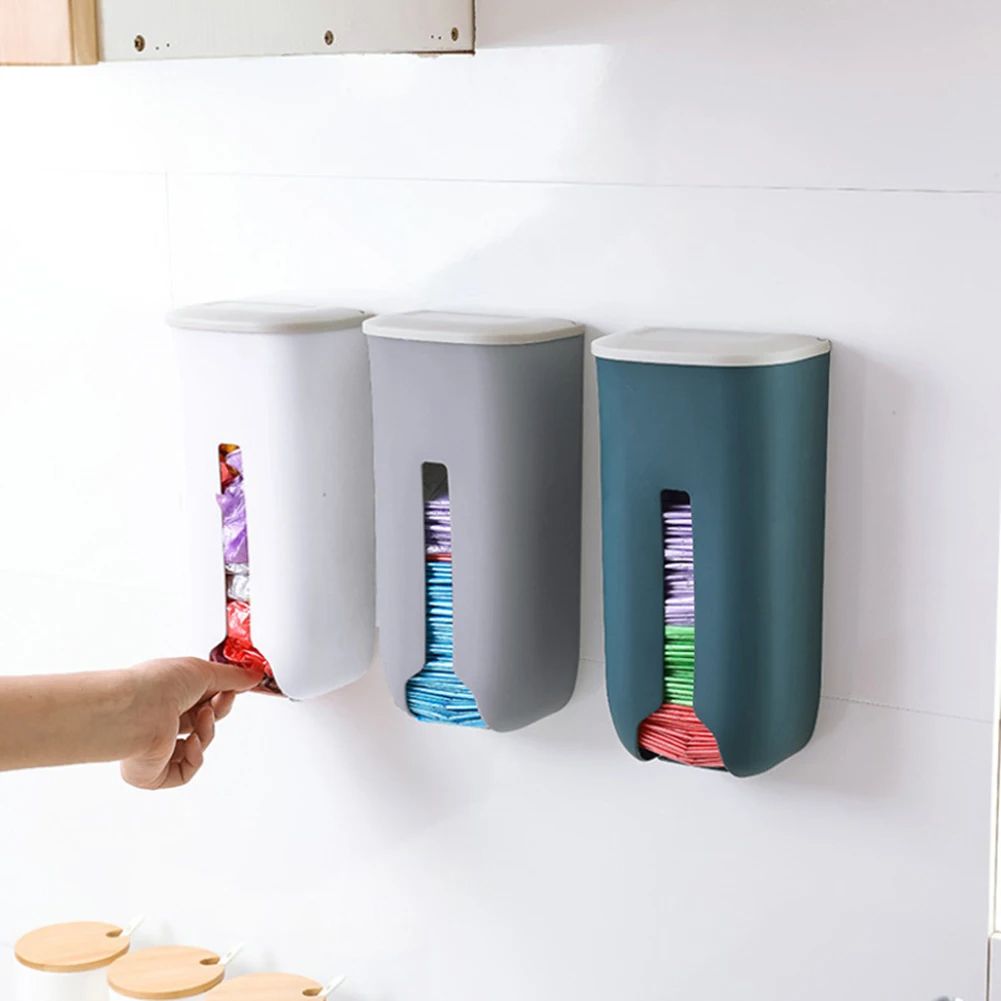 Extractable Kitchen Plastic Bag Storage Bag Dispenser Wall Mount Garbage Pocket Holder Refillable T 1