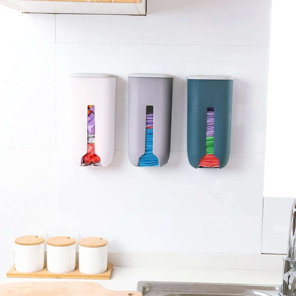 Extractable Kitchen Plastic Bag Storage Box, Wall-Mounted Garbage Bag Dispenser & Organizer