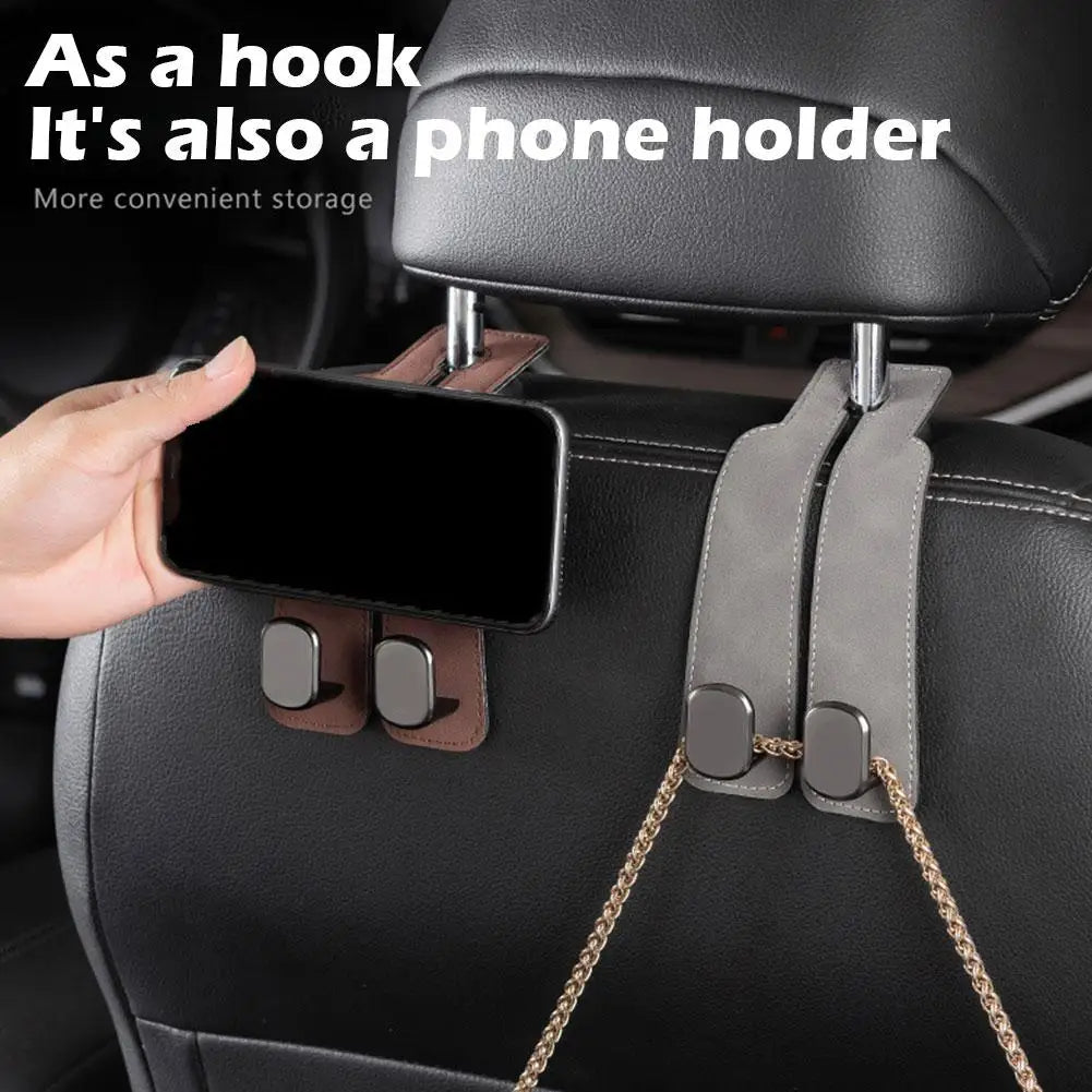 Car Seat Hanging Hook Heavy Duty Suede Car Organizer For PhonesGroceries  Essentials Multi Purpose  4