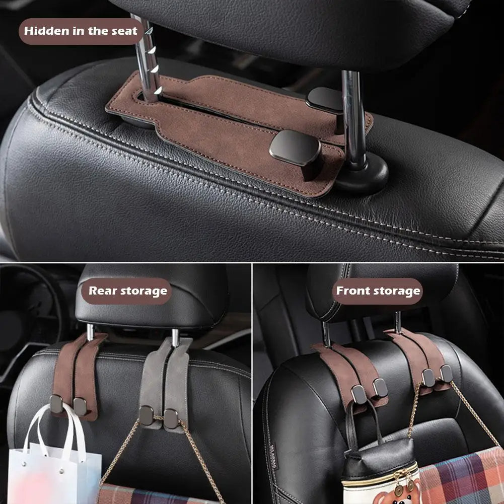 Car Seat Hanging Hook Heavy Duty Suede Car Organizer For PhonesGroceries  Essentials Multi Purpose  5