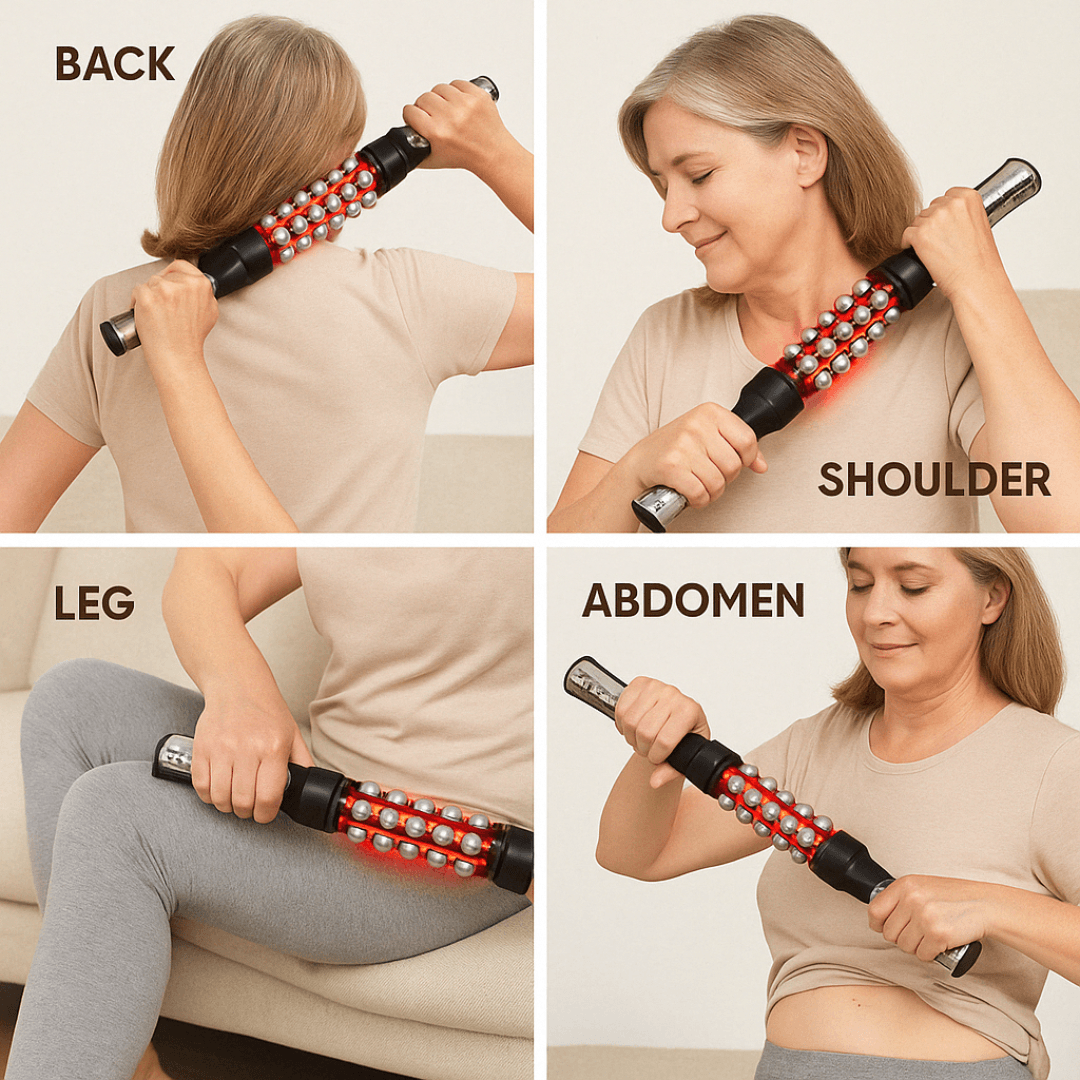 360 Rotating Massage Device Relaxed Red Light Heated Roller For Muscle Relaxation  AntiCellulite 4