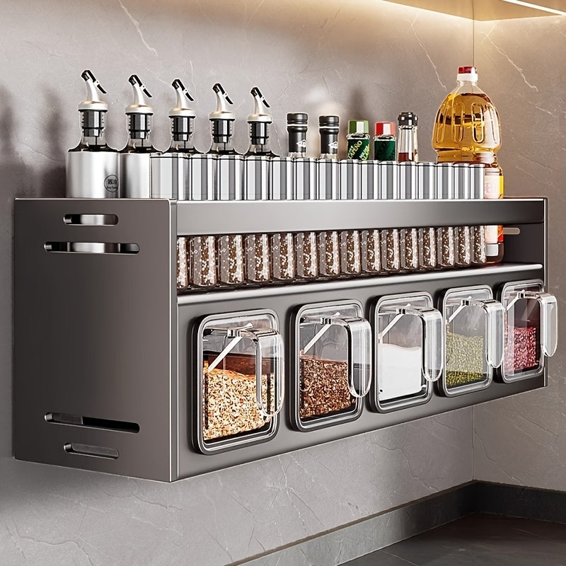 Stylish Kitchen Seasoning Rack, Wall-Mounted Kitchen Spice Rack Set, Suitable for Home Use