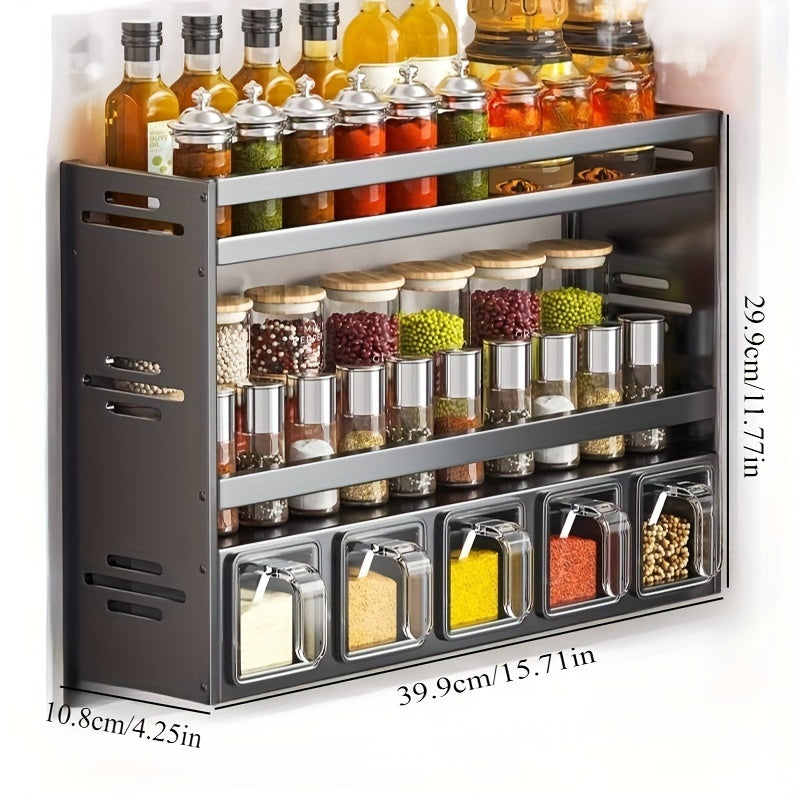 Stylish Kitchen Seasoning Rack WallMounted Kitchen Spice Rack Set Suitable For Home Use 7