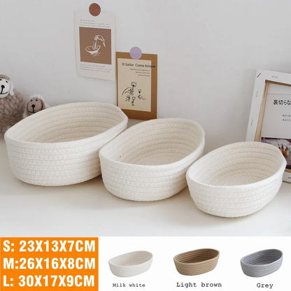 Nordic Cotton Rope Woven Storage Baskets Desktop Organizer For Sundries Keys  Cosmetics 1
