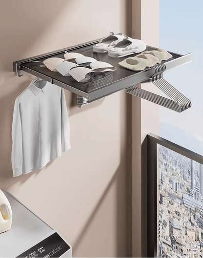 Foldable Clothes and Hat Rack with Hooks, Space-Saving Solution for Bathroom and Balcony