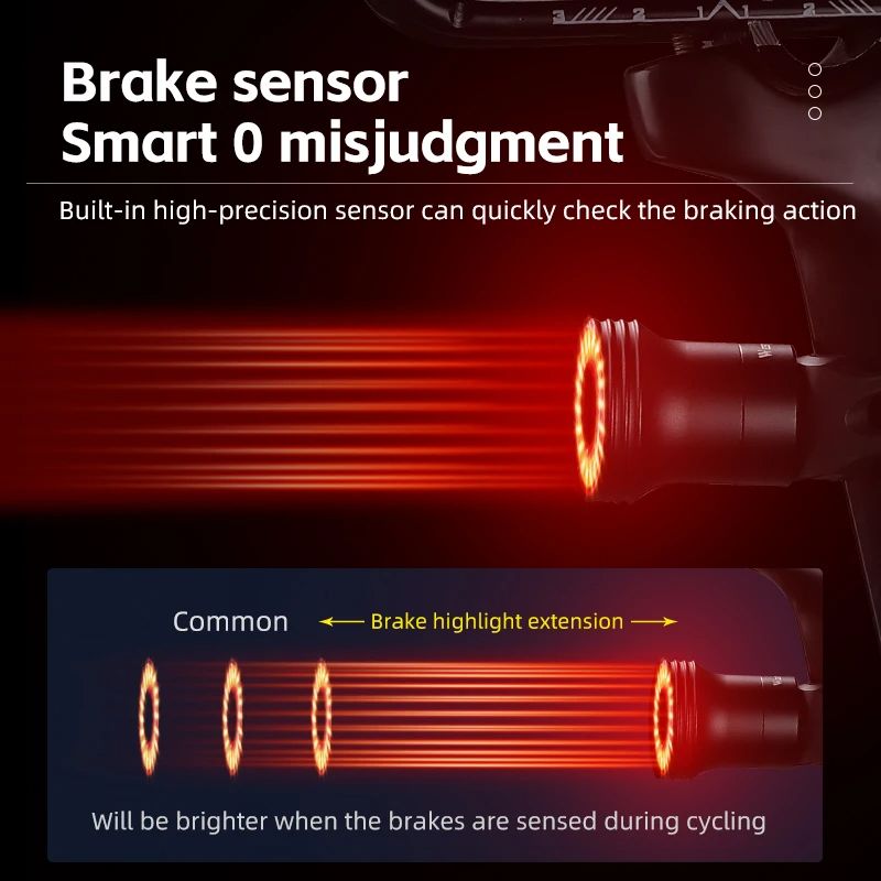 WEST BIKING Bike Tail Light Smart Sensing MTB Road Bike Rear Light IPX6 Waterproof With TypeC Charg 1