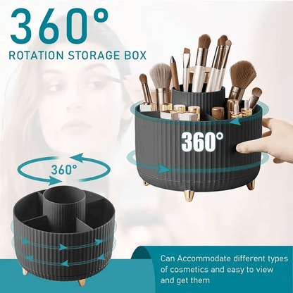 360 Rotating 5Slot Makeup Brush Holder Organizer  MultiFunctional Desk  Vanity Cosmetic Storage 1