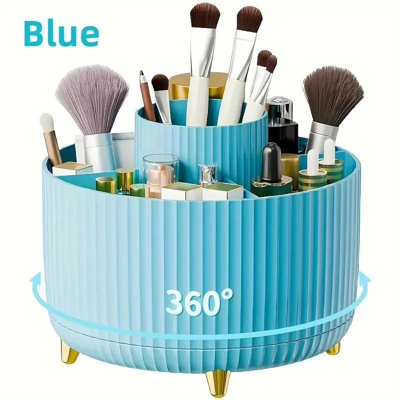 360 Rotating 5Slot Makeup Brush Holder Organizer  MultiFunctional Desk  Vanity Cosmetic Storage 3