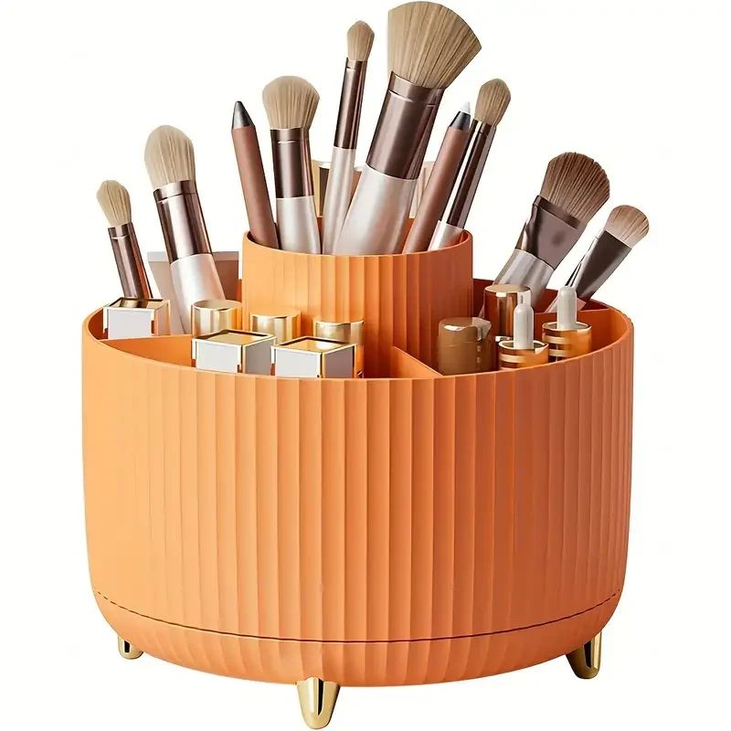 360 Rotating 5Slot Makeup Brush Holder Organizer  MultiFunctional Desk  Vanity Cosmetic Storage 6
