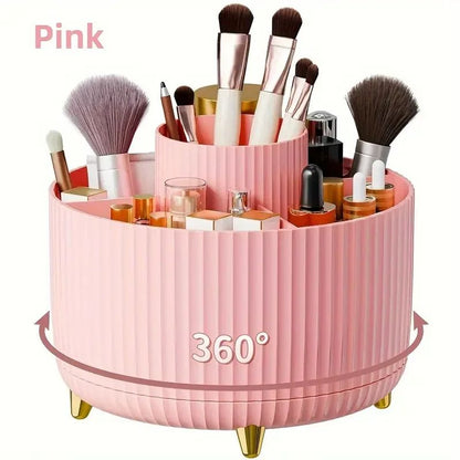 360 Rotating 5Slot Makeup Brush Holder Organizer  MultiFunctional Desk  Vanity Cosmetic Storage 7