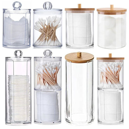 Makeup Cotton Pad Organizer, Bathroom Storage Box for Cotton Swabs, Cosmetics & Jewelry