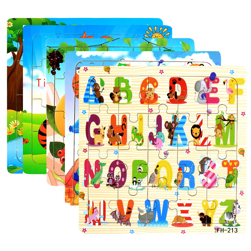 Wooden Puzzle For Babies Cartoon Animal  Vehicle 3D Jigsaw Montessori Educational Toys For Toddlers 1