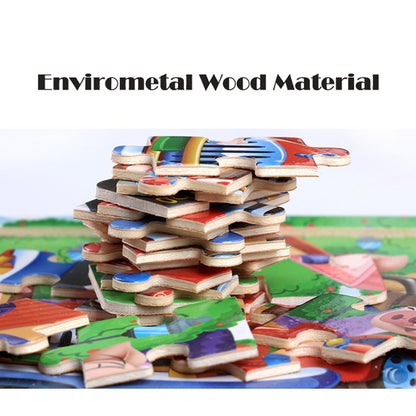 Wooden Puzzle For Babies Cartoon Animal  Vehicle 3D Jigsaw Montessori Educational Toys For Toddlers 4