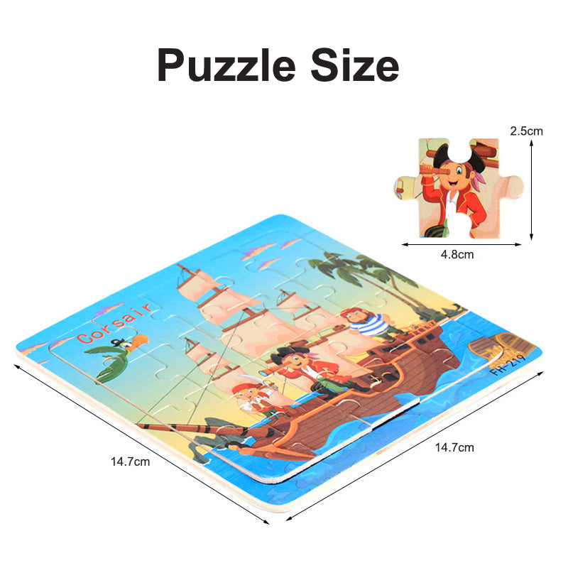 Wooden Puzzle For Babies Cartoon Animal  Vehicle 3D Jigsaw Montessori Educational Toys For Toddlers 5