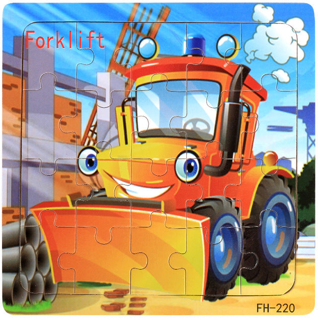 Wooden Puzzle For Babies Cartoon Animal  Vehicle 3D Jigsaw Montessori Educational Toys For Toddlers 6