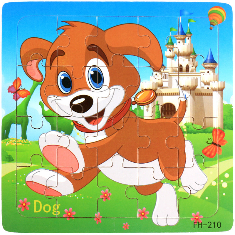 Wooden Puzzle For Babies Cartoon Animal  Vehicle 3D Jigsaw Montessori Educational Toys For Toddlers 11