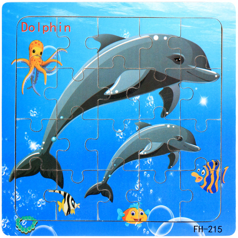 Wooden Puzzle For Babies Cartoon Animal  Vehicle 3D Jigsaw Montessori Educational Toys For Toddlers 12