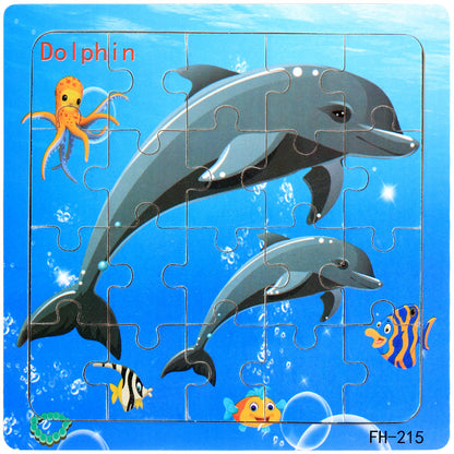Wooden Puzzle For Babies Cartoon Animal  Vehicle 3D Jigsaw Montessori Educational Toys For Toddlers 12