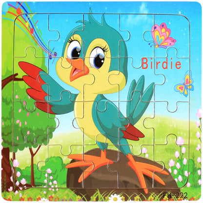 Wooden Puzzle For Babies Cartoon Animal  Vehicle 3D Jigsaw Montessori Educational Toys For Toddlers 18