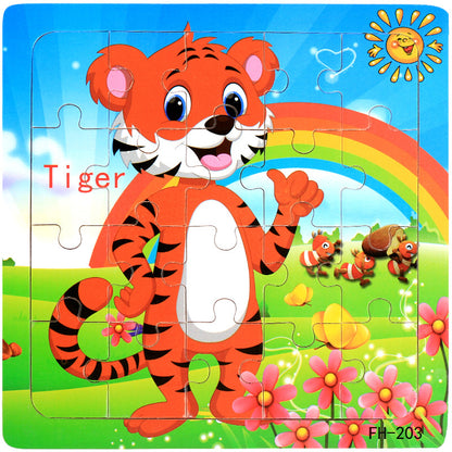 Wooden Puzzle For Babies Cartoon Animal  Vehicle 3D Jigsaw Montessori Educational Toys For Toddlers 21
