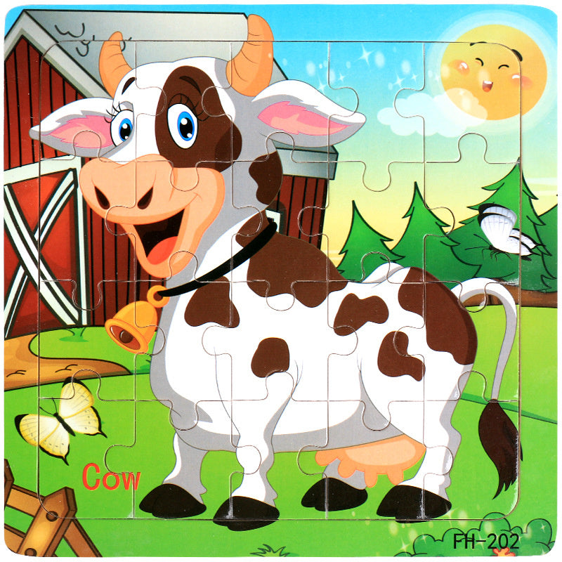 Wooden Puzzle For Babies Cartoon Animal  Vehicle 3D Jigsaw Montessori Educational Toys For Toddlers 22