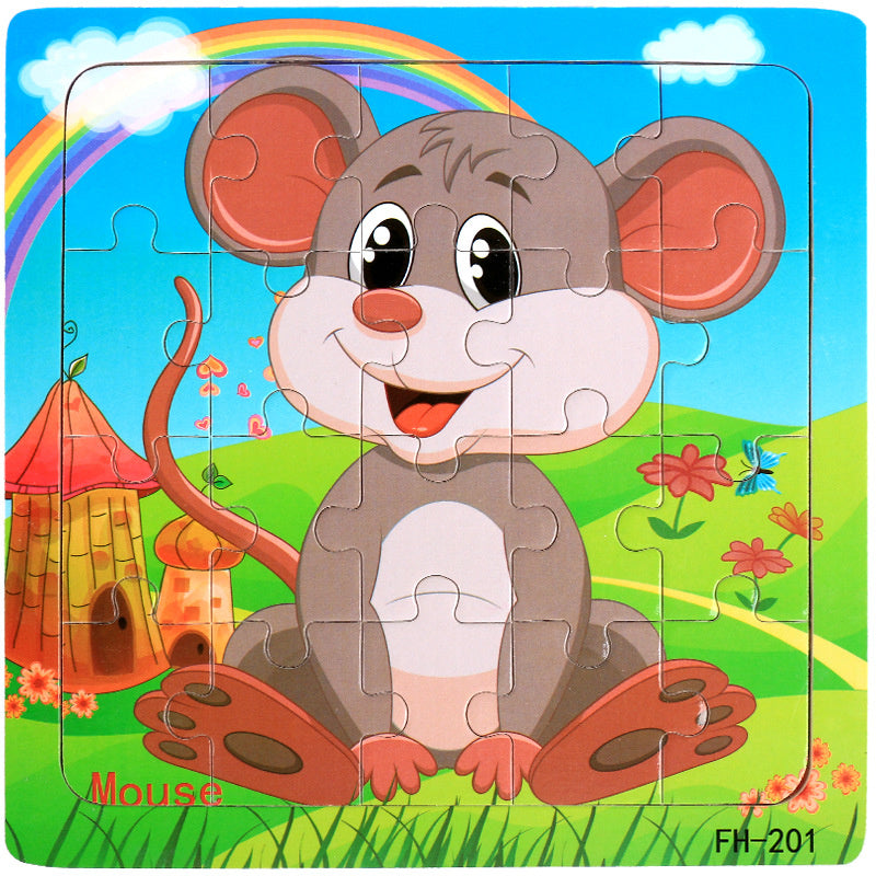 Wooden Puzzle For Babies Cartoon Animal  Vehicle 3D Jigsaw Montessori Educational Toys For Toddlers 23