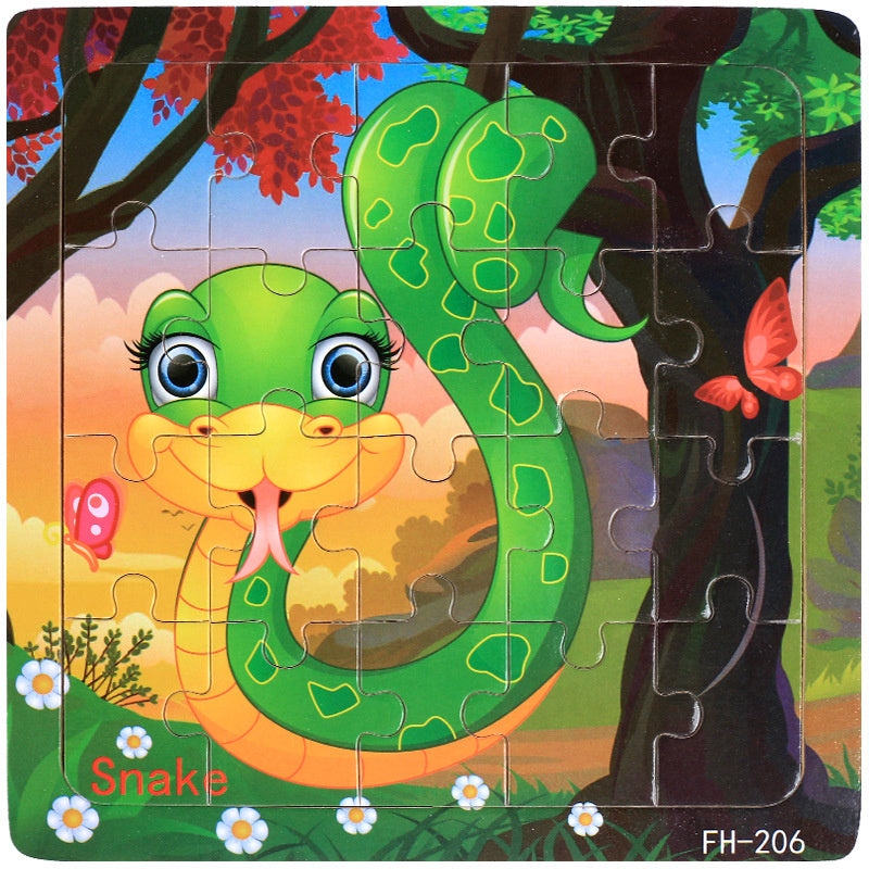 Wooden Puzzle For Babies Cartoon Animal  Vehicle 3D Jigsaw Montessori Educational Toys For Toddlers 24