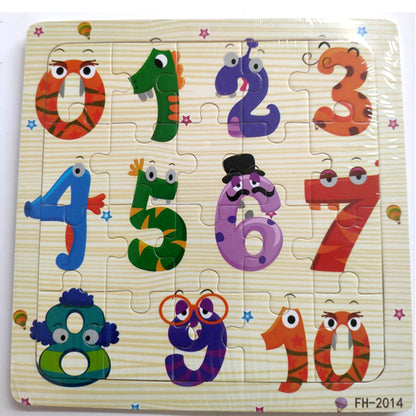 Wooden Puzzle For Babies Cartoon Animal  Vehicle 3D Jigsaw Montessori Educational Toys For Toddlers 25