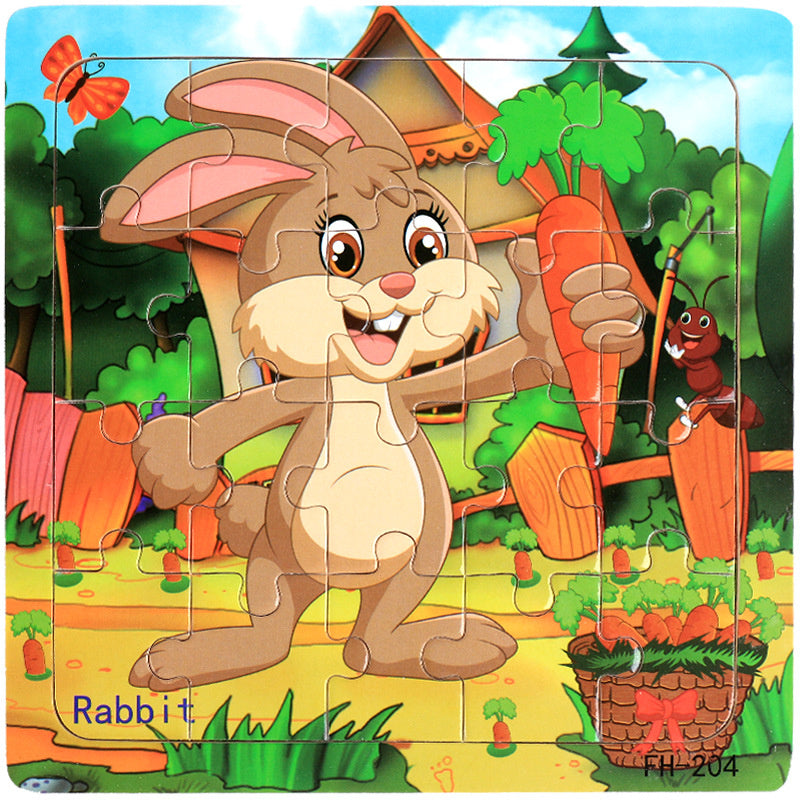 Wooden Puzzle For Babies Cartoon Animal  Vehicle 3D Jigsaw Montessori Educational Toys For Toddlers 26