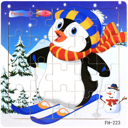 Wooden Puzzle For Babies Cartoon Animal  Vehicle 3D Jigsaw Montessori Educational Toys For Toddlers 28