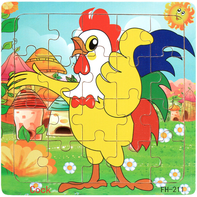 Wooden Puzzle For Babies Cartoon Animal  Vehicle 3D Jigsaw Montessori Educational Toys For Toddlers 29