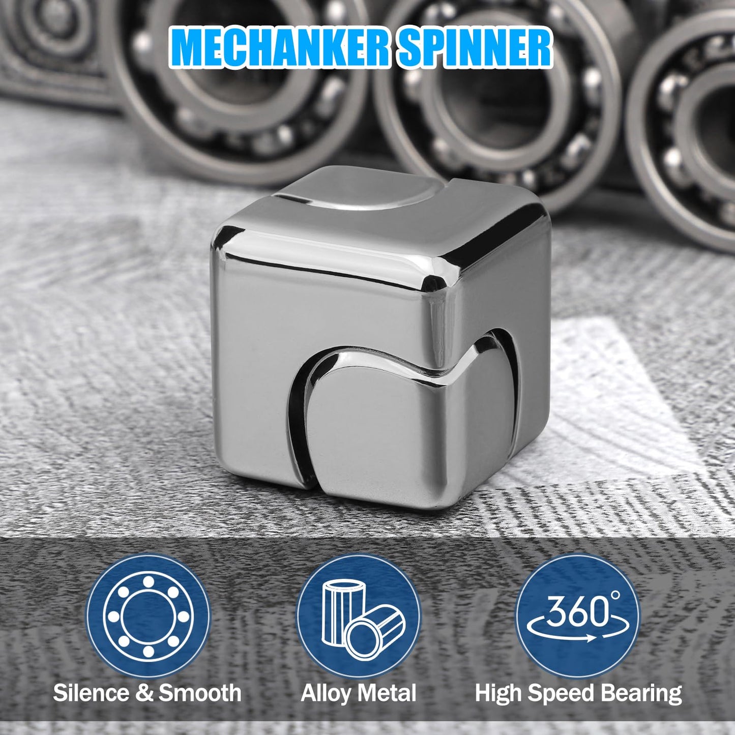 Metal Cube Fidget Gyroscope Silent Bearing Rotating Finger Spinner For Stress ReliefAnti Anxiety To 3