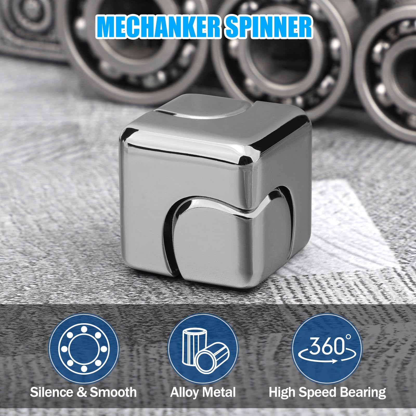 Metal Cube Fidget Gyroscope Silent Bearing Rotating Finger Spinner For Stress ReliefAnti Anxiety To 3