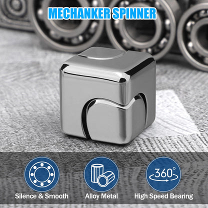 Metal Cube Fidget Gyroscope Silent Bearing Rotating Finger Spinner For Stress ReliefAnti Anxiety To 3