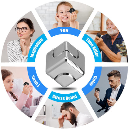 Metal Cube Fidget Gyroscope Silent Bearing Rotating Finger Spinner For Stress ReliefAnti Anxiety To 5