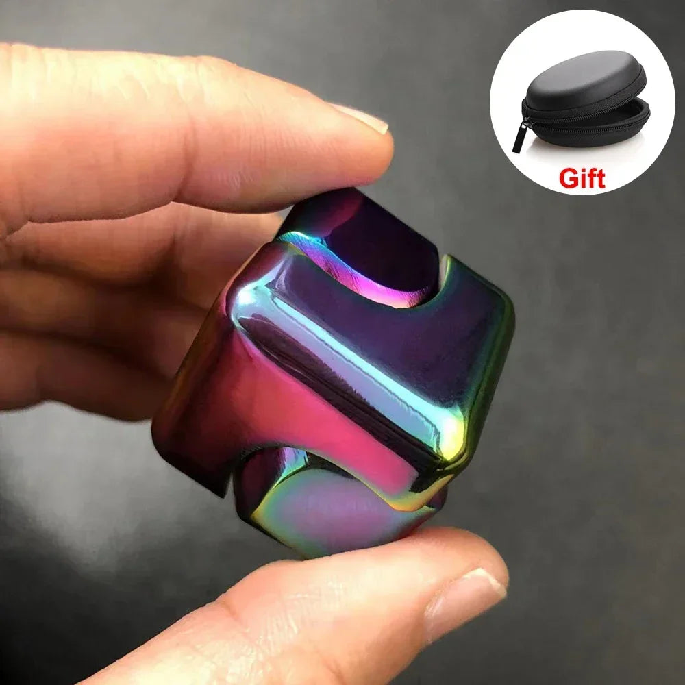 Metal Cube Fidget Gyroscope Silent Bearing Rotating Finger Spinner For Stress ReliefAnti Anxiety To 8