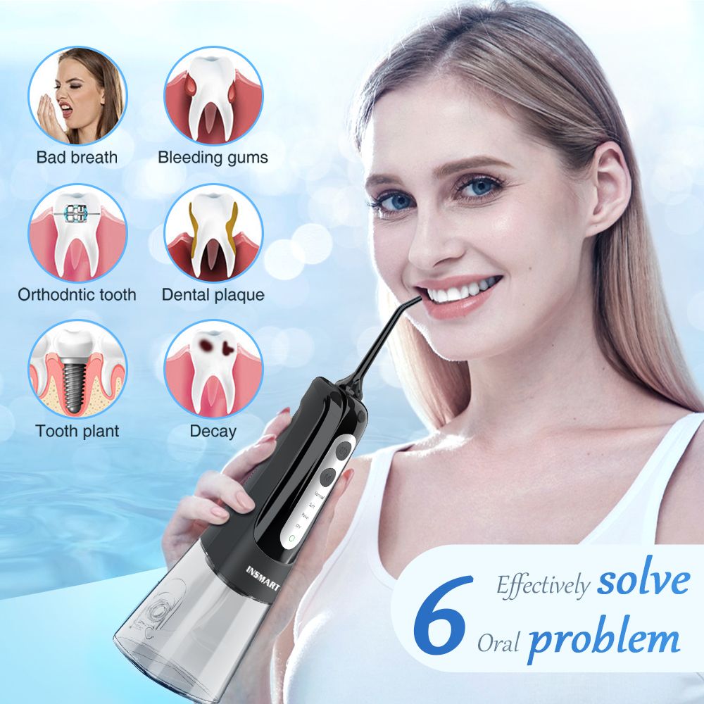 Cordless Oral Irrigator Water Flosser, Teeth Whitening & Waterproof Dental Flosser, Portable Water Jet Cleaner for Teeth