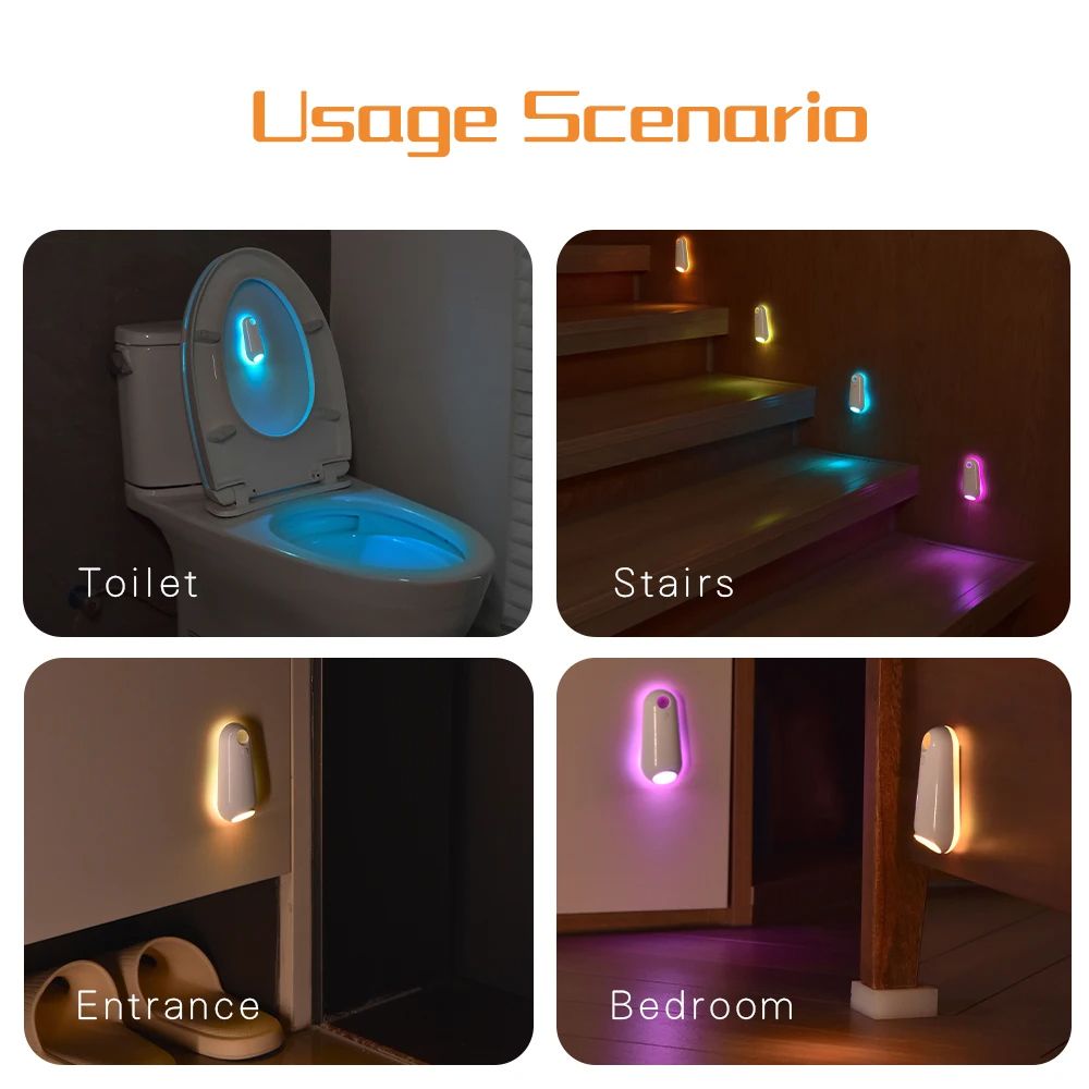 LED Toilet Bowl Light With Motion Sensor Rechargeable RGB 7Color Changing Bathroom Night Light Fit  4