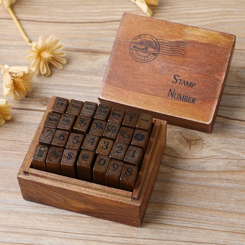 Alphabet Stamps Vintage Wooden Rubber Letter And Number SetIdeal For Crafting Card Making Scrapbook 1