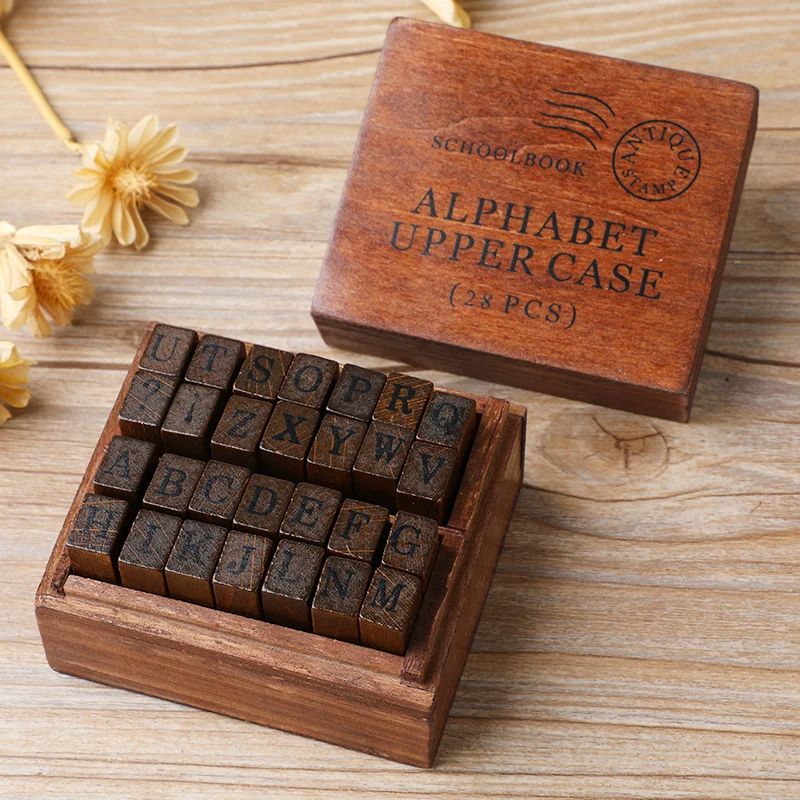 Alphabet Stamps Vintage Wooden Rubber Letter and Number Set,Ideal for Crafting, Card Making, Scrapbooking and Journals