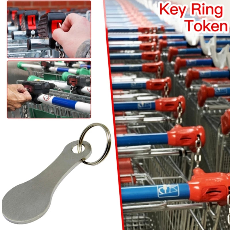 Decorative Keychain With Shopping Cart Tokens Durable Metal Trolley Coin Holder Lightweight  Rustpr 2