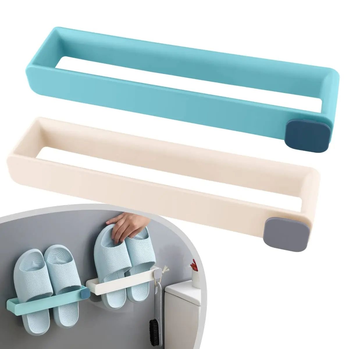 Self Adhesive Slippers Rack Hanging Shoe Holder  Wall Bracket Organizer For Door  Cabinet 2