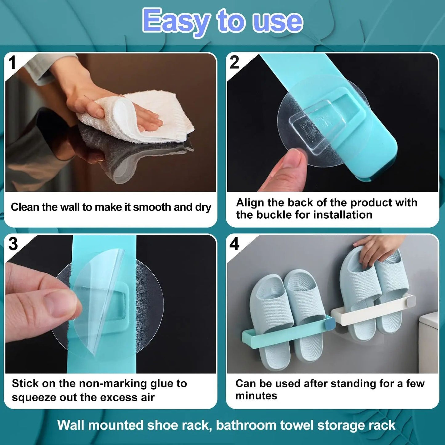 Self Adhesive Slippers Rack Hanging Shoe Holder  Wall Bracket Organizer For Door  Cabinet 4