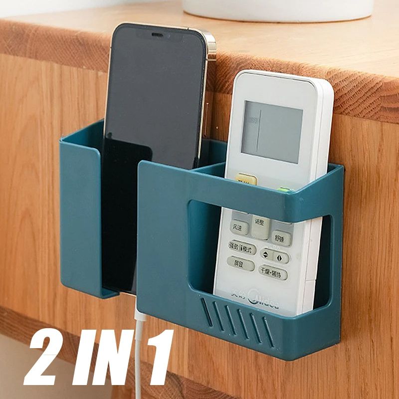 Wall-Mounted Mobile Phone & Remote Control Storage Box, Multifunctional Punch Free Organizer