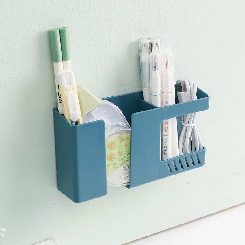 WallMounted Mobile Phone  Remote Control Storage Box Multifunctional Punch Free Organizer 1