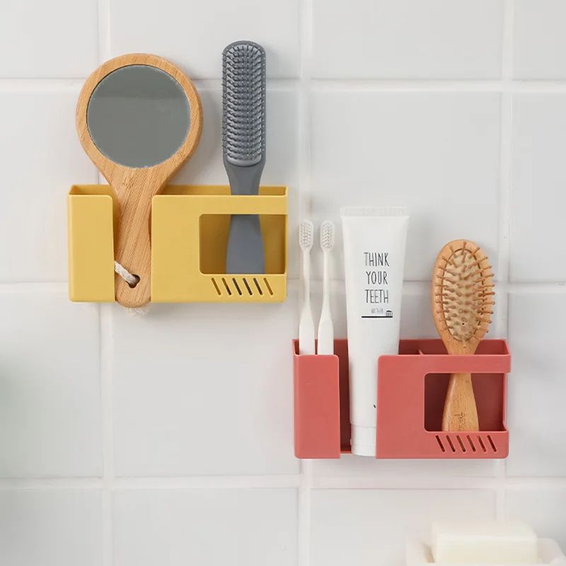 WallMounted Mobile Phone  Remote Control Storage Box Multifunctional Punch Free Organizer 2