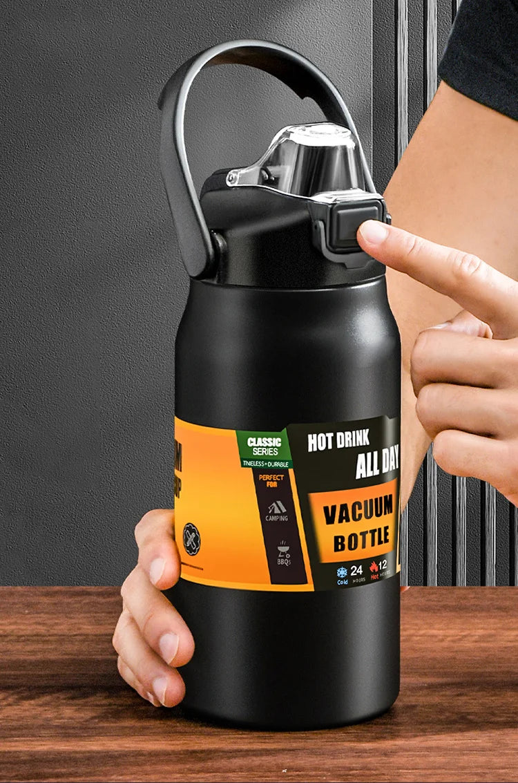 Outdoor Thermos Portable, Stainless Steel Thermal Mug Tumbler Vacuum Flasks Cold and Hot Sports Water Bottle with Straw