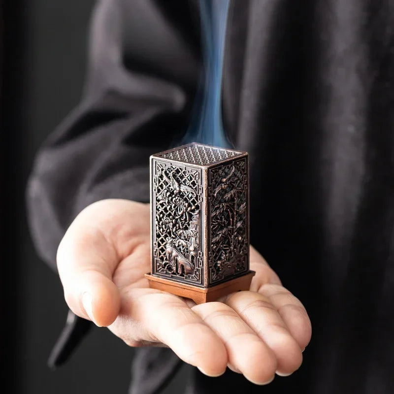 Square Vertical Incense Burner Small Alloy Incense Holder For Indoor Aromatherapy  Home Decor 1